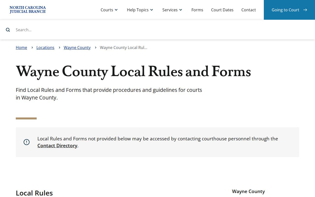 Wayne County court schedule local calendar and continuance forms source