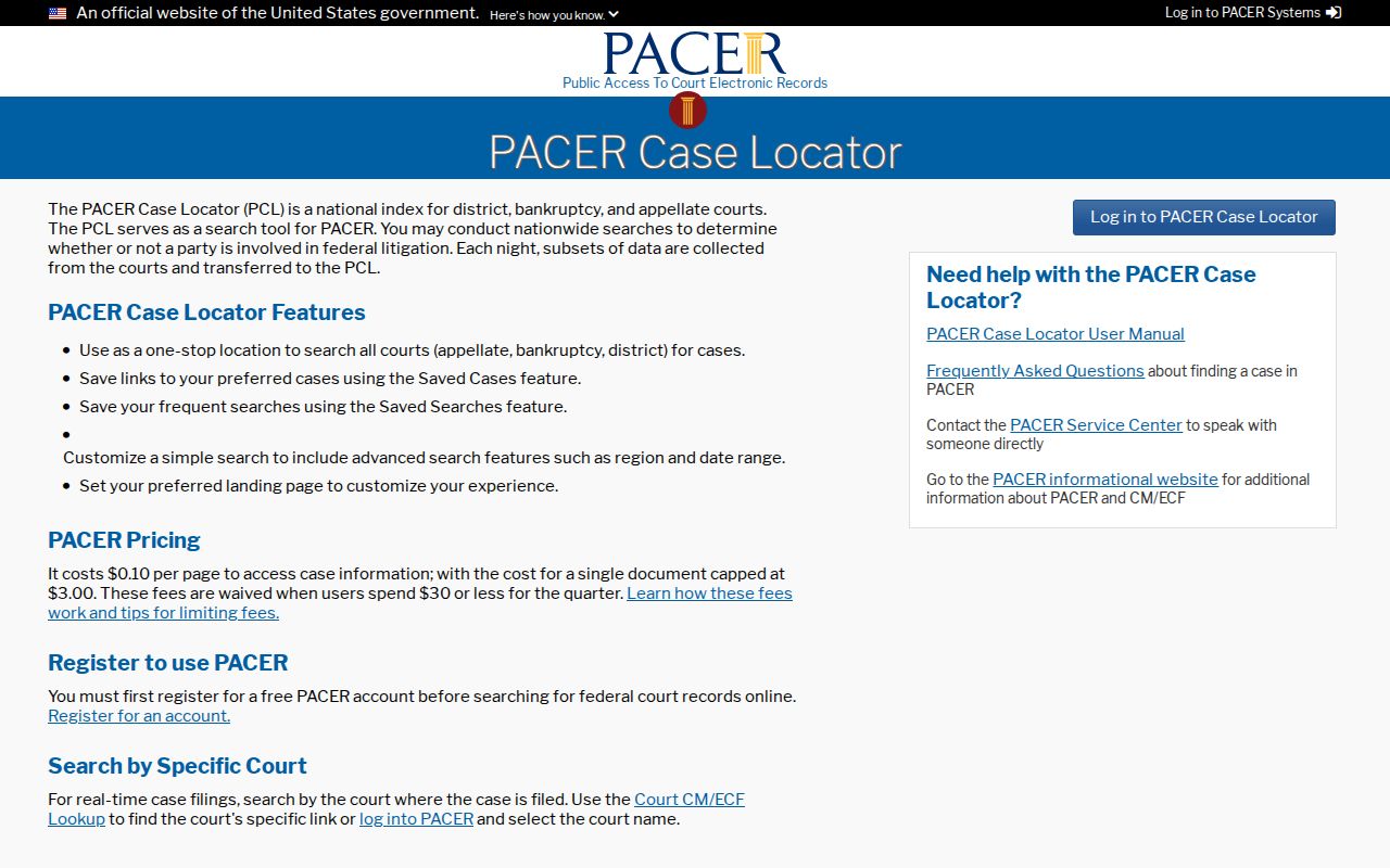 Wayne County court record distinction with PACER case locator