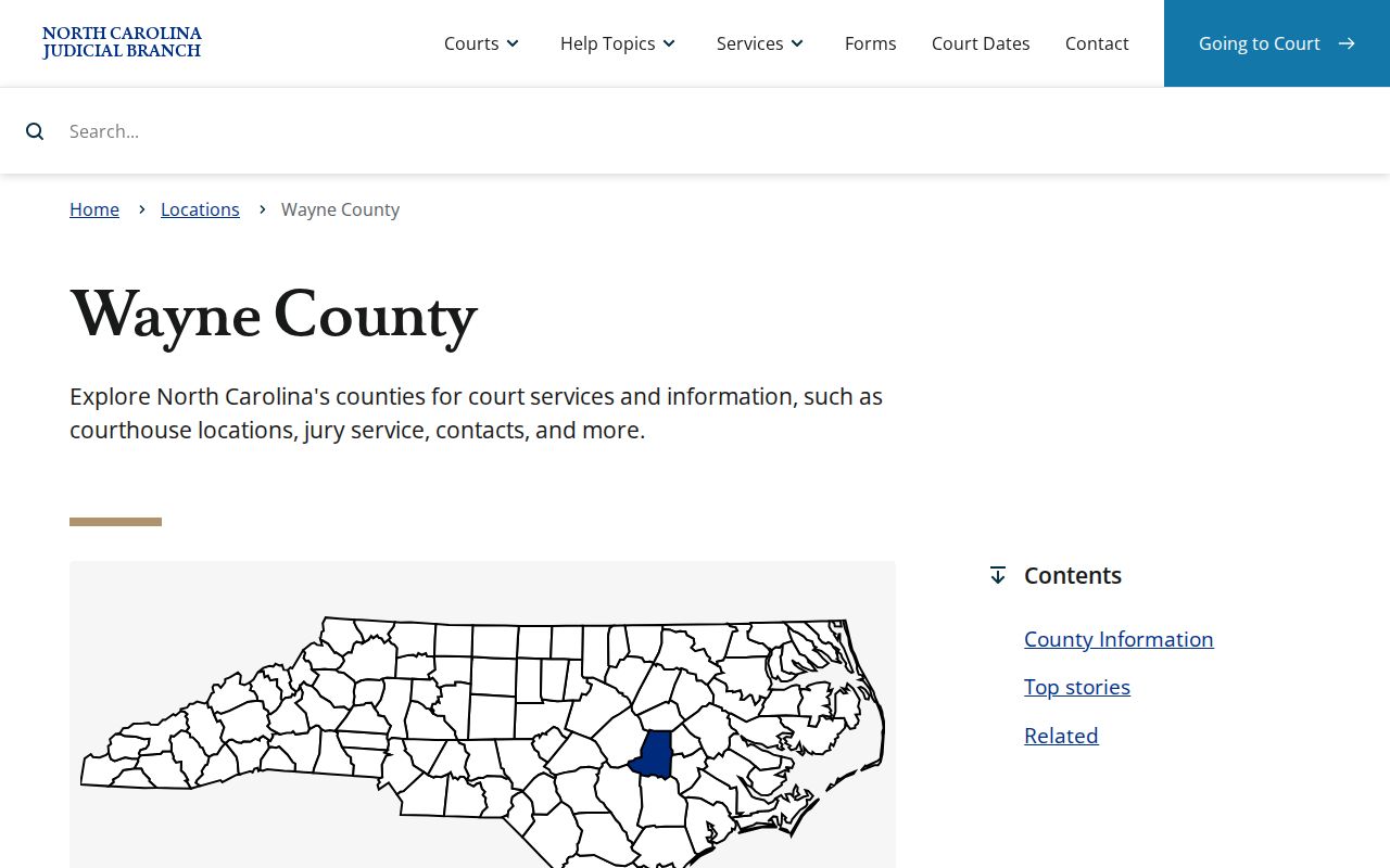 Wayne County court docket and calendar services page