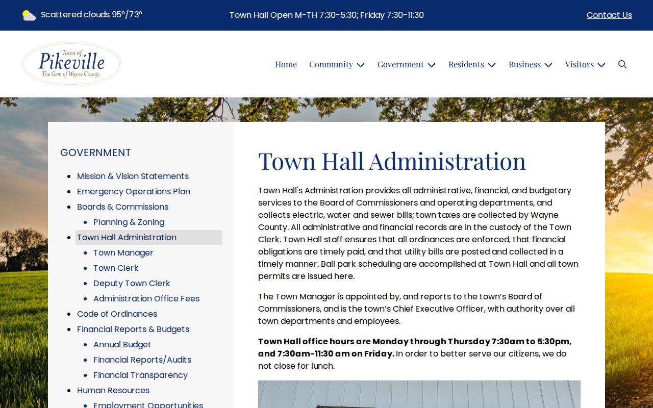 Pikeville court records Town Hall office context