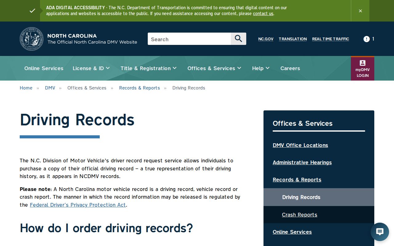 Wayne County traffic court record and separate NCDMV driver file guidance